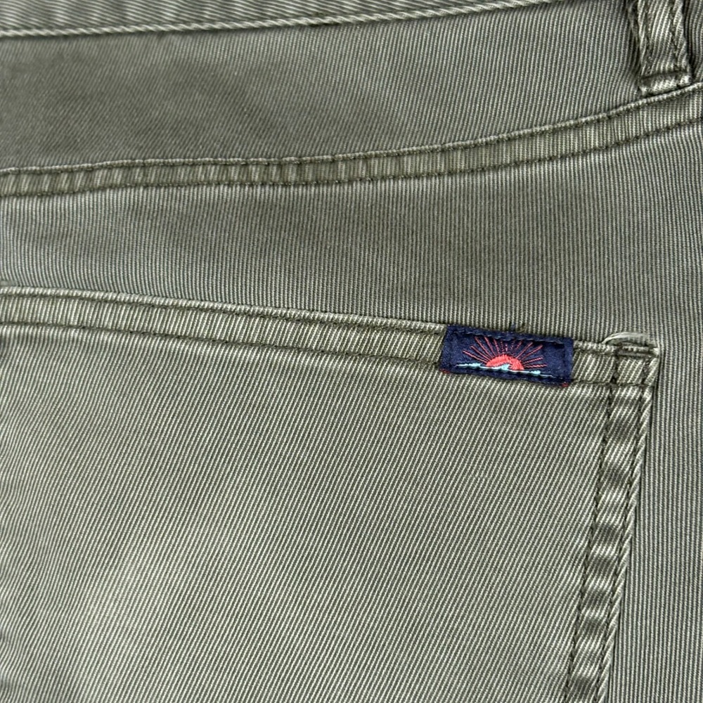 Faherty Brand Men Olive Green 5-Pocket Chino Pants Slim Straight Twill Cotton 35 - Picture 8 of 9